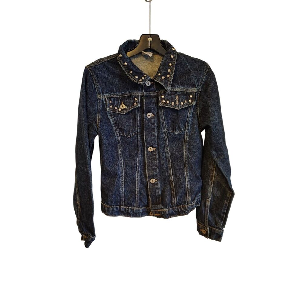 Cest Toi‎ Dark wash studded pocket Denim Jacket